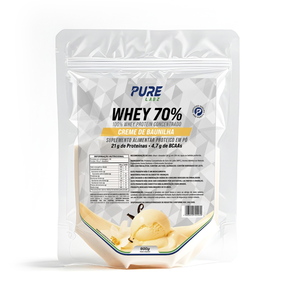 Whey 70% Pure Labz 900g Creme de Baunilha