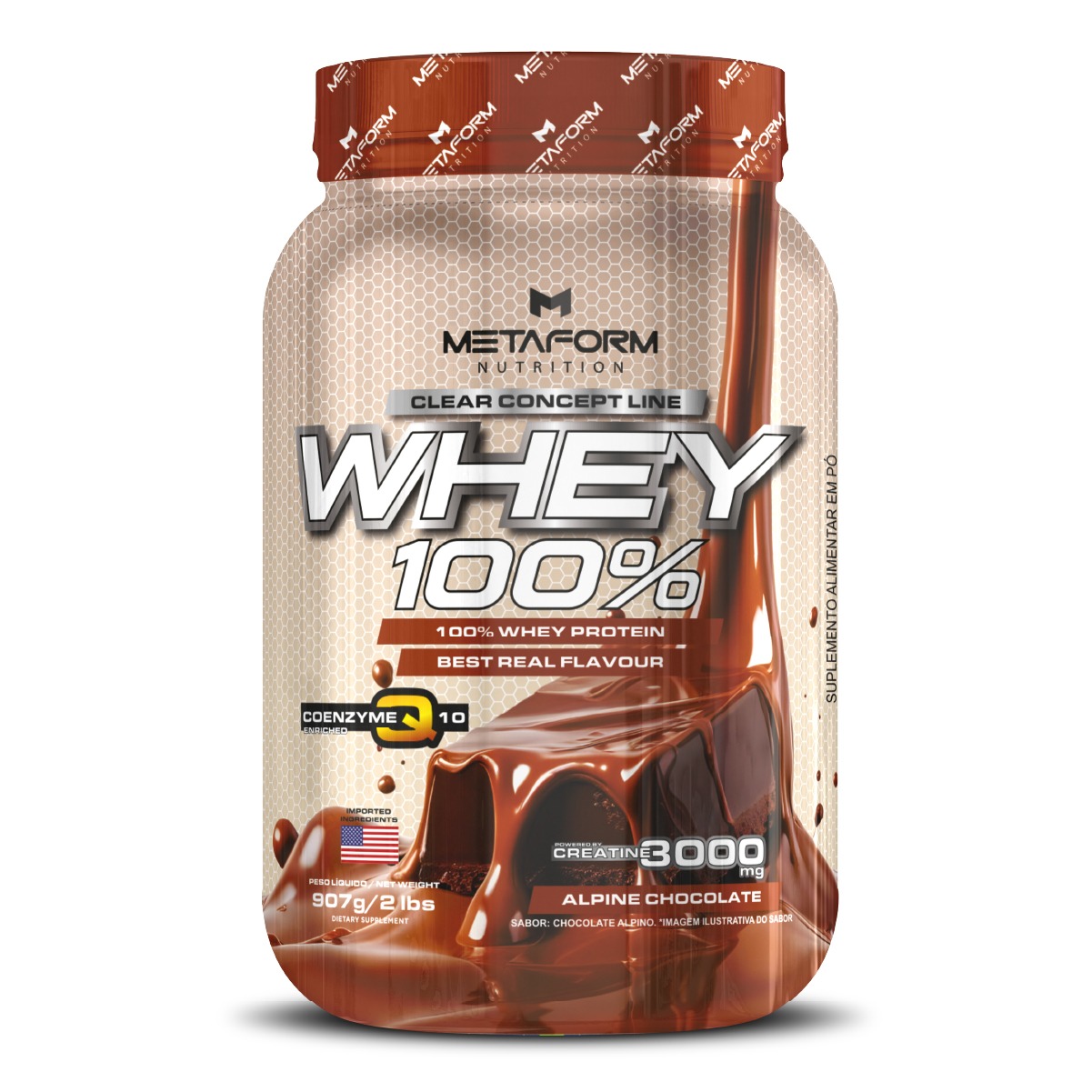 Whey Protein 100% Concentrado 907g Metaform Nutrition Embalagem Principal