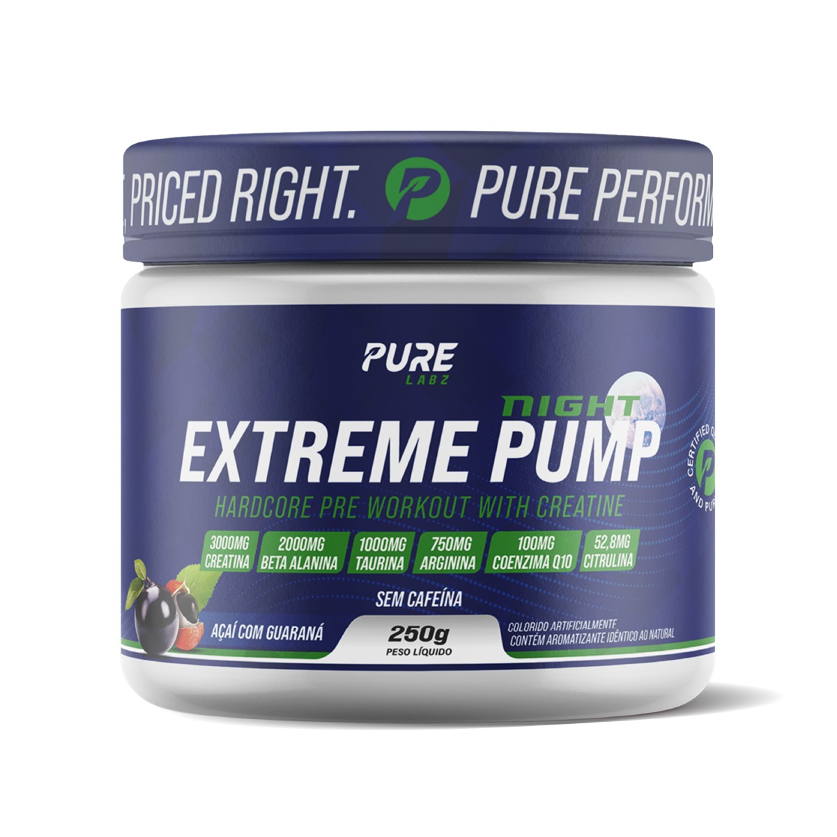 Pré Treino S/ Cafeína Extreme Pump Night - Pure Athletic Embalagem Principal